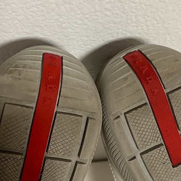 PRADA AMERICAS CUP SNEAKERS SHOES PS0906 WHITE LEATHER/ SILVER - SIZE 35.5 - Picture 7 of 8